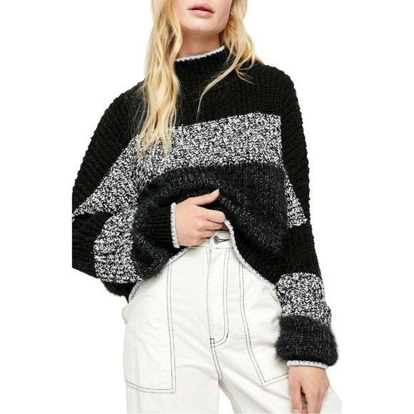 Free People Sweaters - Free People Sunbrite Mock Neck Crop Sweater Stripe